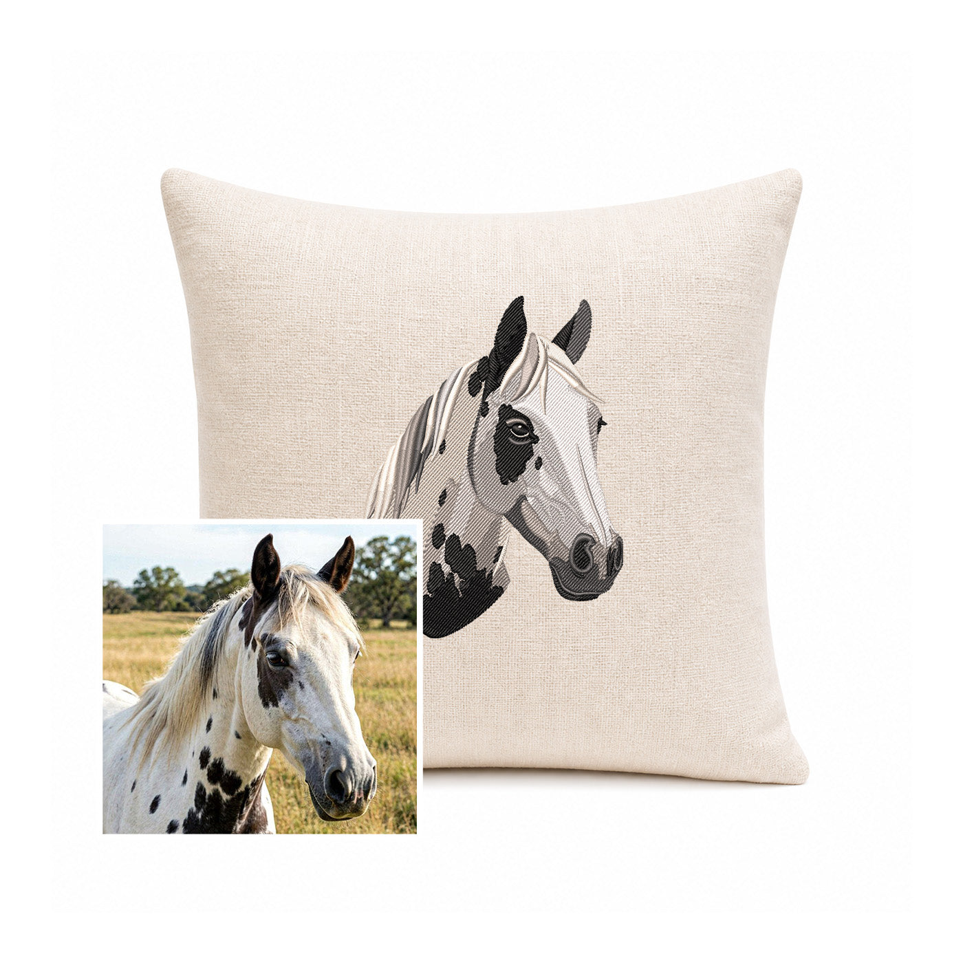 Almohadón Bordado con tu caballo