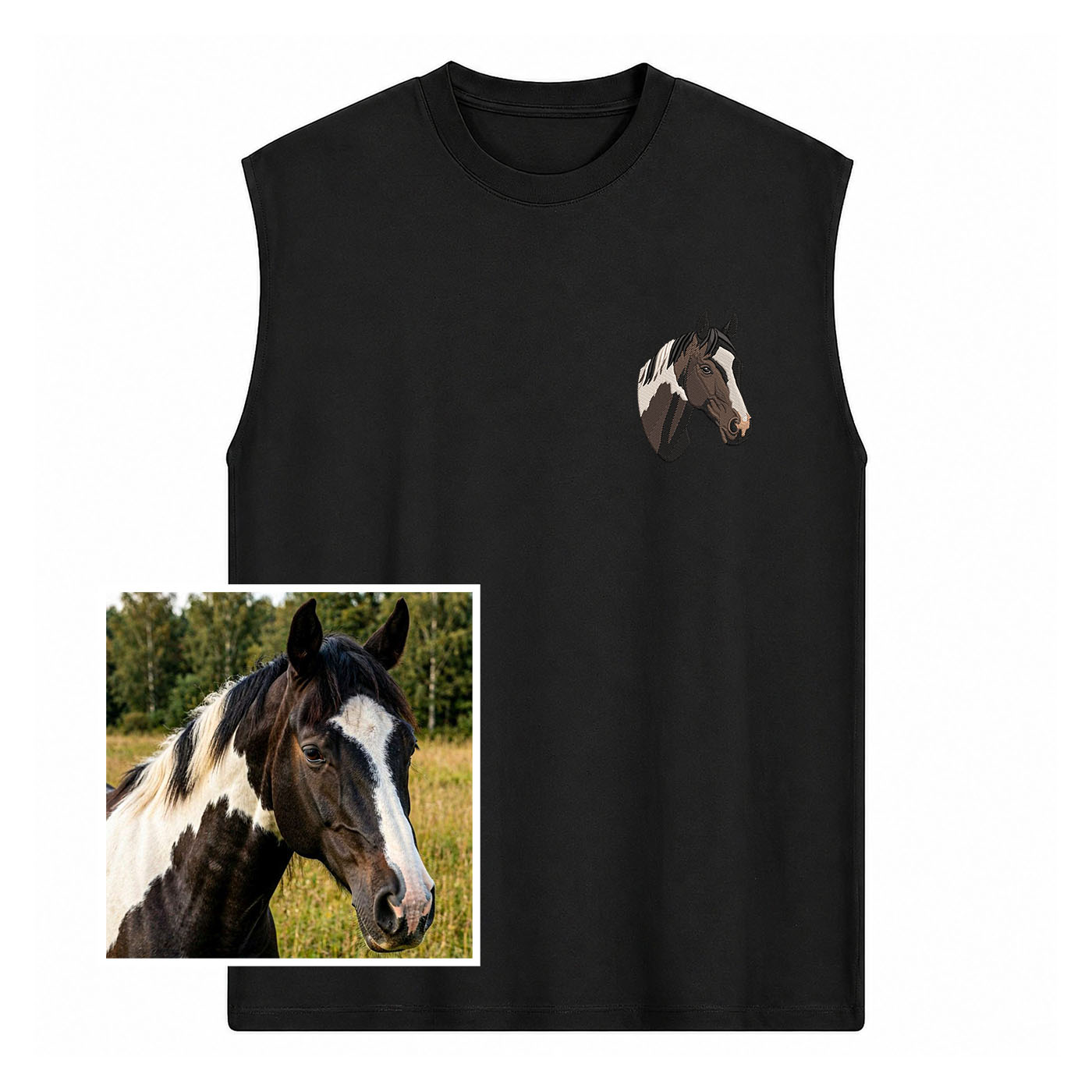 Musculosa Caballo Bordado